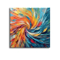 OLIVE TREE Orange & Blue Abstract Wooden Framed Canvas Painting Wall Art image 4