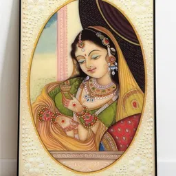 INDIAN CLASSIC ART Beige & Yellow Indian Folk Painting Wall Art-picture-14