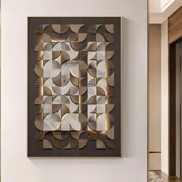 THE HANDMADE FLAIR Brown & White Geometric Printed Framed Wall Art-image-83