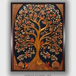 INDIAN CLASSIC ART Brown & Blue Indian Folk Art Wall Art-picture-29
