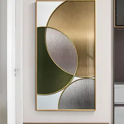 THE HANDMADE FLAIR Crystal Porcelain Grey & Green Abstract Geometric Circles Wall Art-picture-24
