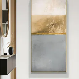 THE HANDMADE FLAIR Grey & Beige Crystal Porcelain Abstract Elements Wall Art-image-77