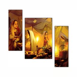 PnF Brown & Yellow 3 Pieces Wooden Painting Wall Art-picture-27