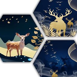 PnF Black & Grey 3Pcs Wood Abstract Wall Paintings-picture-0