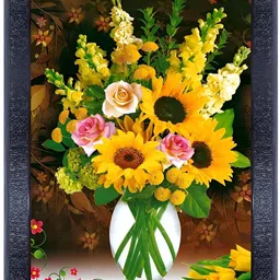 PnF Black & Yellow Floral Wooden Painting Wall Art-picture-19