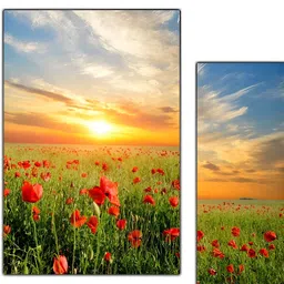 PnF Red & Blue 3 Pieces Wooden Floral and Botanical Painting Wall Art-image-91