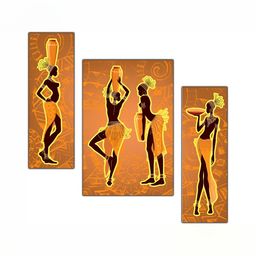 PnF Orange & Yellow 3 Pieces Wooden Abstract Wall Art-picture-4