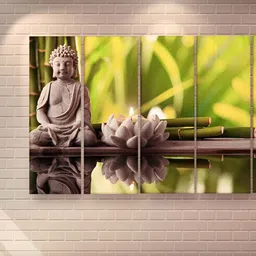 Casperme 5 Pieces Grey & Green Buddha Wooden Wall Art-image-46