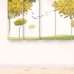 Casperme 5 Pieces White & Lime Green Wooden Wall Art-image-10