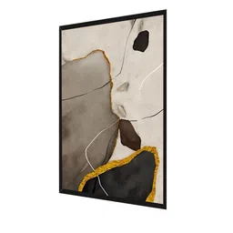 THE HANDMADE FLAIR Beige & Black Crystal Porcelain Abstract Painting Wall Art image 3