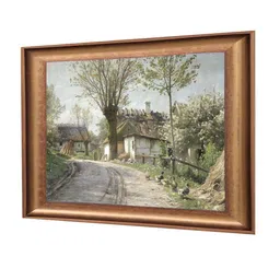 THE VINTAGE ARTISTRY Beige & Green Vintage Country Landscape Painted Wall Art image 3