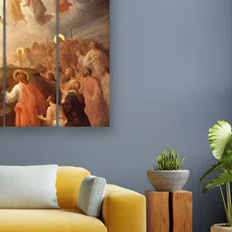 Casperme  Beige & Brown 5 Pieces  Jesus Wooden Wall Arts image 1
