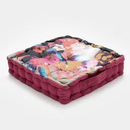 BLANC9 Pink & Blue Floral Printed Printed Square Floor Cushion image 3