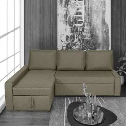 woodsworth from pepperfry Flumph Fabric RHS Pull-Out Sofa Cum Bed in Sandy Brown Colour with Storage-picture-23