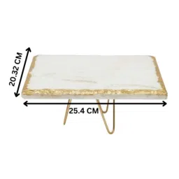 home arte Rectangular Marble Cake Stand with Metal Stand for Weddings, Birthdays 10 x 8-Inch image 2