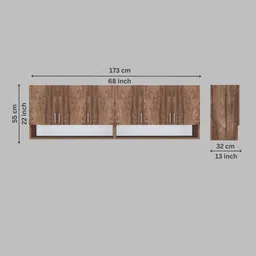 specialitypanels 6 Doors Modular Wall Mounted Kitchen Cabinet with Organizer Shelf in Cochwood Brown Finish image 3