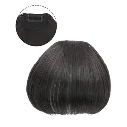 VAGHBHATT Human Hair Clip-On Air Bangs Fringe Hair Extensions - Black 16 image 1