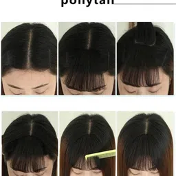 VAGHBHATT Human Hair Clip-On Air Bangs Fringe Hair Extensions - Black 14 image 5