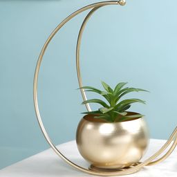 CraftVatika Yellow Geometric Flower Vase-picture-33