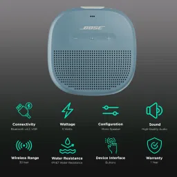 BOSE SoundLink Micro 5W Portable Bluetooth Speaker (IPX67 Water Resistant, Stereo Sound, Mono Speaker, Stone Blue) image 2