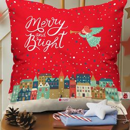 Indigifts Red & Green Merry and Bright Printed Cushion with Filler-picture-48