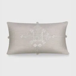 Mirooh Beige Embroidered Cotton Linen Cushion-image-31