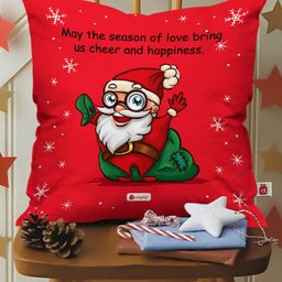 Indigifts Red & White  Santa Clause Printed Cushion Cover with Filler-picture-45