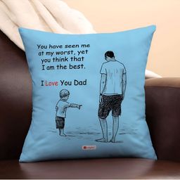 Indigifts Blue & Black Dad Anniversary Gift Printed Cotton Cushion With Filler-picture-25
