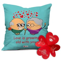 Indigifts Blue & Cream Printed Cushion Cover with Filler image 5