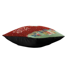 Indigifts Maroon Printed Merry and Bright Cushion Cover with Filler image 3