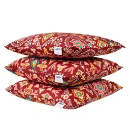 wakefit 3 Pcs Red & Yellow Ethnic Motifs Printed Cotton Pre-Filled Cushions image 4