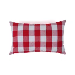 SKANDA FAB Red & White 2 Pieces Checked Cotton Sofa Cushions image 3