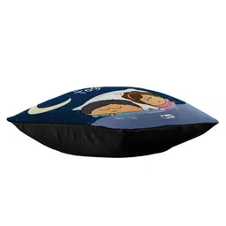 Indigifts Blue and White Graphic Pre-Filled Cushion with Filler and Heart Hanging Blue image 5