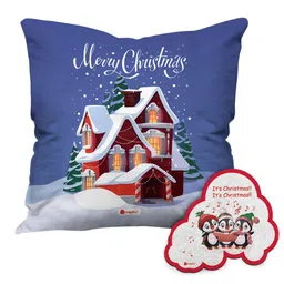 Indigifts Set Of 2 Blue & White Graphic Printed Cushions image 4