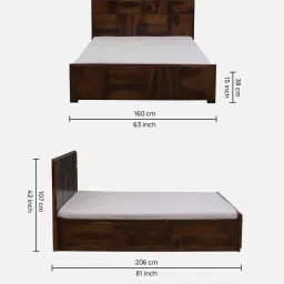 woodsworth from pepperfry Bergen Sheesham Wood Queen Size Bed In Provincial Teak Finish With Hydraulic Storage image 2