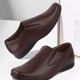 FAUSTO Men Brown Solid Formal Slip-Ons-picture-38