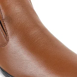 Metro Men Tan Brown Solid Leather Formal Slip-Ons image 5