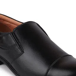 FAUSTO Men Black Solid Formal Slip-Ons image 5