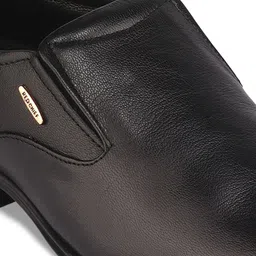 Red Chief Men Black Solid Leather Formal Slip-Ons image 3