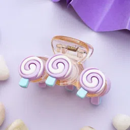 Yellow Bee Girls Purple & White Claw Clip-image-74