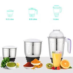 Croma 500 Watt 3 Jars Mixer Grinder (Rust Resistant, White/Purple) image 4