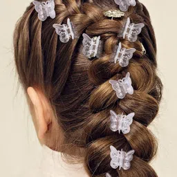 OOMPH Girls Set Of 10 White & Blue Textured Butterfly Claw Clips image 1