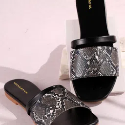 MOZAFIA Printed Open Toe Flats image 1