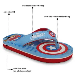 Kids Ville Boys Captain America Printed Thong Flip-Flops image 2