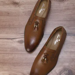 Louis Philippe Men Brown Solid Textured Formal Slip-On Shoes-picture-35