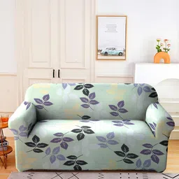 Cortina Green Printed 2-Seater Stretchable Non-Slip Sofa Slipcover-image-3