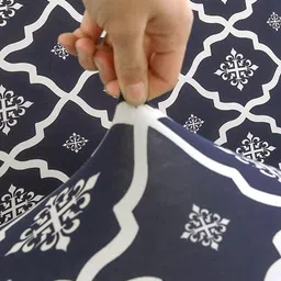 HOUSE OF QUIRK Blue & White Ethnic Motif Printed Stretchable Single-Seater Sofa Slipcover image 2