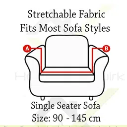 HOUSE OF QUIRK Universal Beige & White Geometric Printed Stretchable 1-Seater Sofa Slipcover image 2