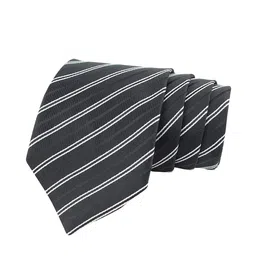 kavove KOVOVE Men Black & White The Striped Treat Broad Tie image 2
