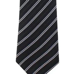 kavove KOVOVE Men Black & White The Striped Treat Broad Tie image 3